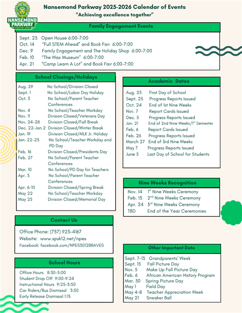  NPES Calendar of Events